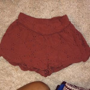 Burnt orange woven shorts